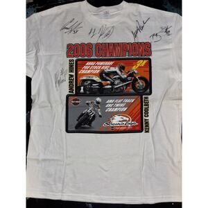 2006 Flat Track NHRA Pro Stock Bike Andrew Hines Signed XL 24x31